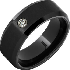 Black Diamond Ceramic™ Ring with Diamond and Satin Finish