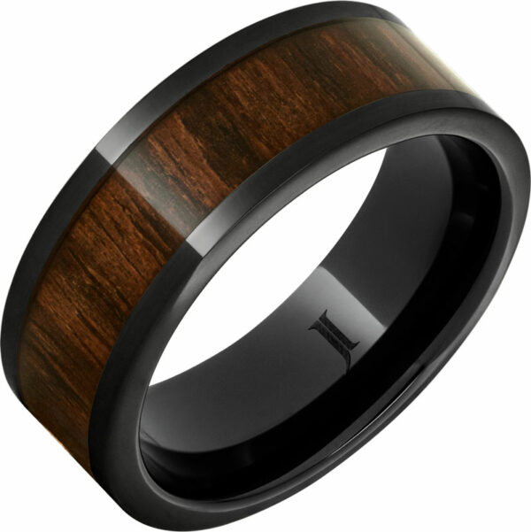 Black Diamond Ceramic™ Ring with Bocote Wood Inlay