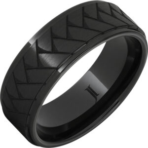 Black Diamond Ceramic™ Ring With Weave Pattern Engraving