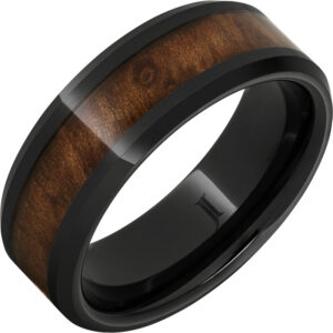 Black Diamond Ceramic™ Burlwood Inlay Beveled Ring