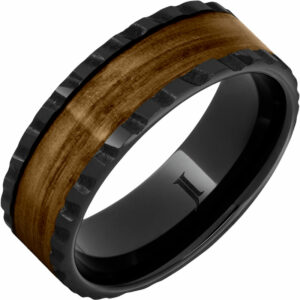 Barrel Aged™ Black Diamond Ceramic™ Ring with Bourbon Wood Inlay