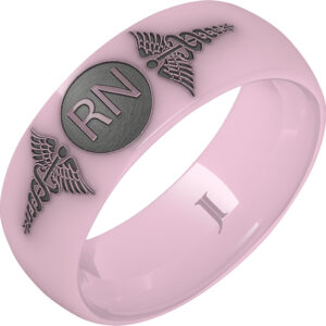 Pink Ceramic Ring With Caduceus - Registered Nurse