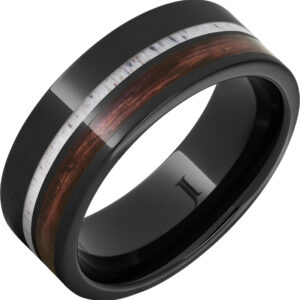 Barrel Aged™ Black Diamond Ceramic™ Ring with Cabernet Wood and Deer Antler Inlays