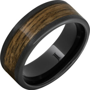 Barrel Aged™ Black Diamond Ceramic™ Ring with Bourbon Inlay and Stone Finish