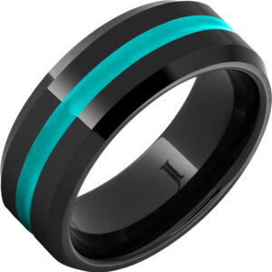 Black Diamond Ceramic™ Ring With Turquoise Enamel Inlay