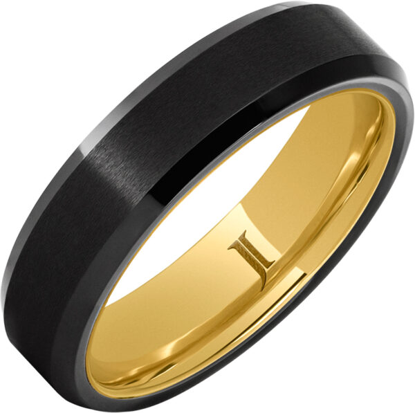 Hidden Gold™ Black Diamond Ceramic™ Ring with Satin Finish