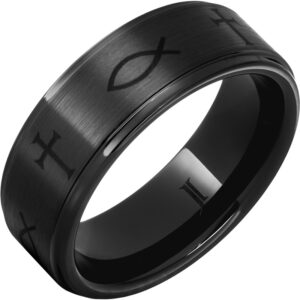 Ichthus – Black Diamond Ceramic™ Christian Symbol Ring