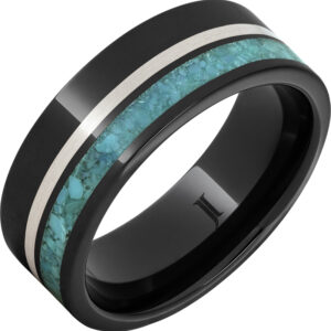Black Diamond Ceramic™ Men's Ring with Turquoise and Sterling Silver