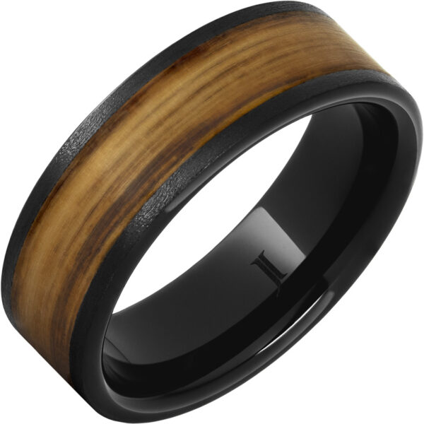 Barrel Aged™ Black Diamond Ceramic™ Ring with Rye Whiskey Inlay and Stone Finish