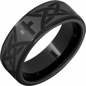 Black Diamond Ceramic™ Christian Cross and Knot Ring