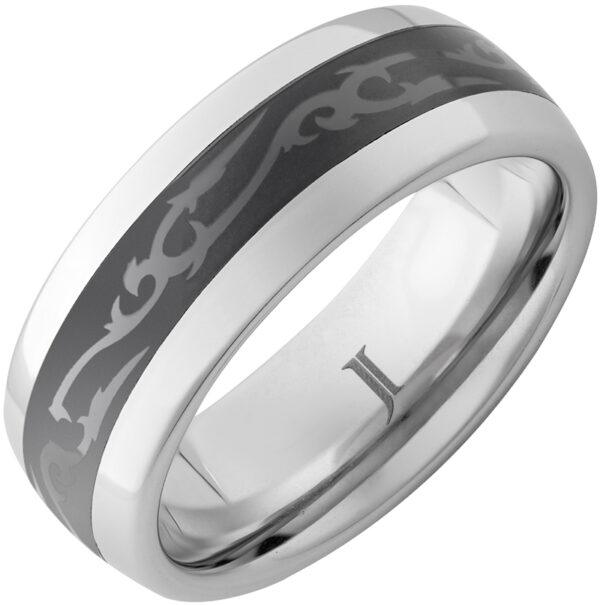 Serinium® Ring with Ceramic Inlay and Celtic Thorn Engraving