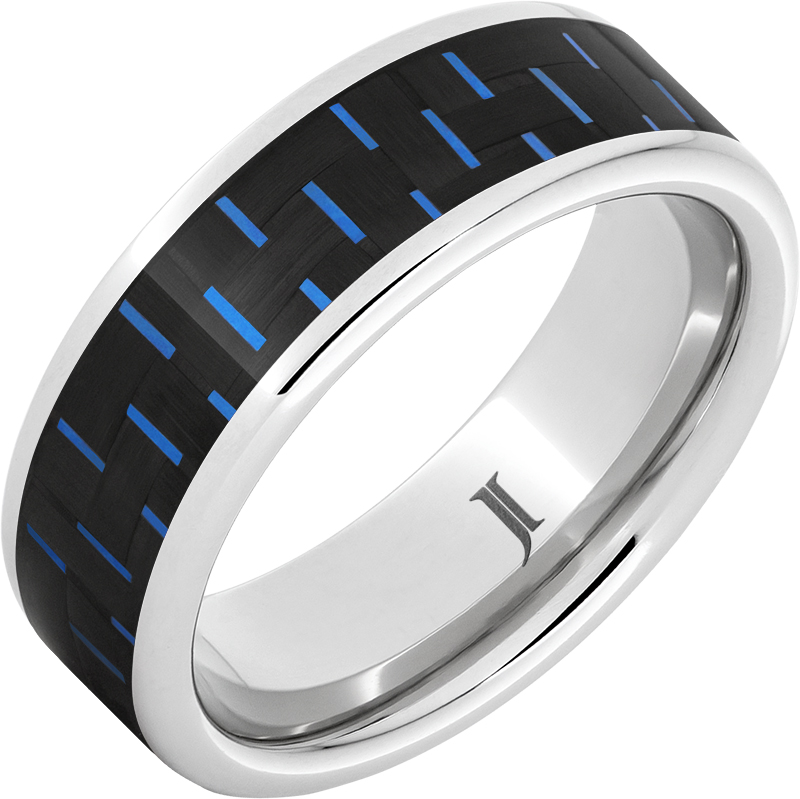 Serinium® Ring with Blue and Black Carbon Fiber Inlay