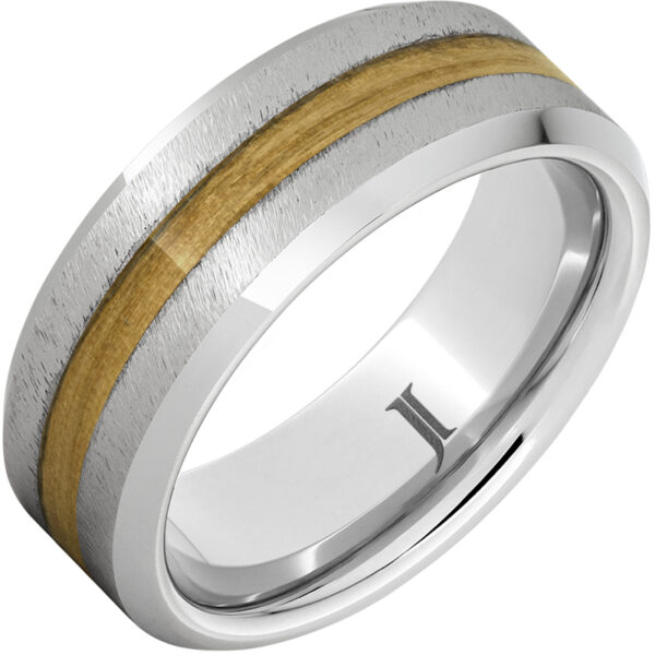 Barrel Aged™ Serinium® Ring with Chardonnay Wood Inlay and Grain Finish
