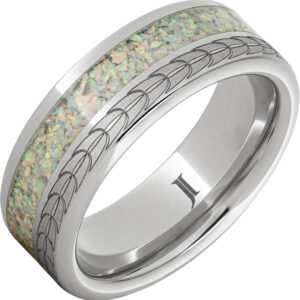 Aerie - Serinium® Opal Ring with Eagle Feather Engraving