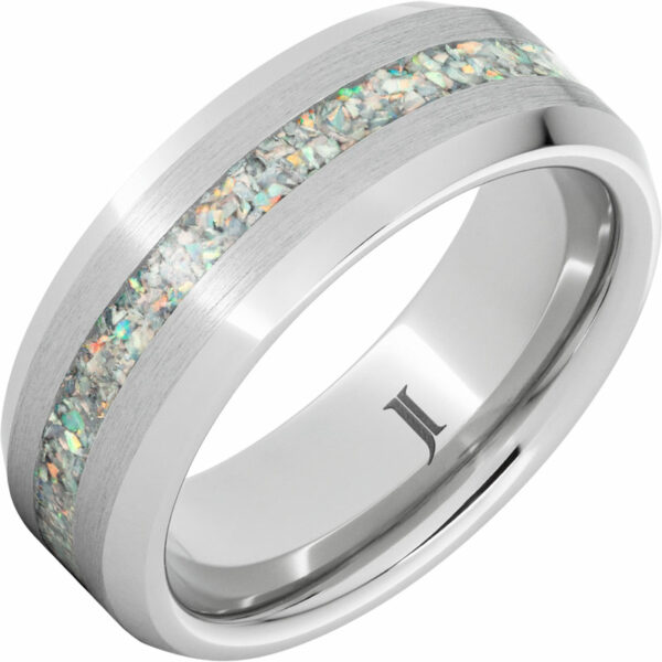 Serinium® Ring with Crushed Opal Inlay and Satin Finish