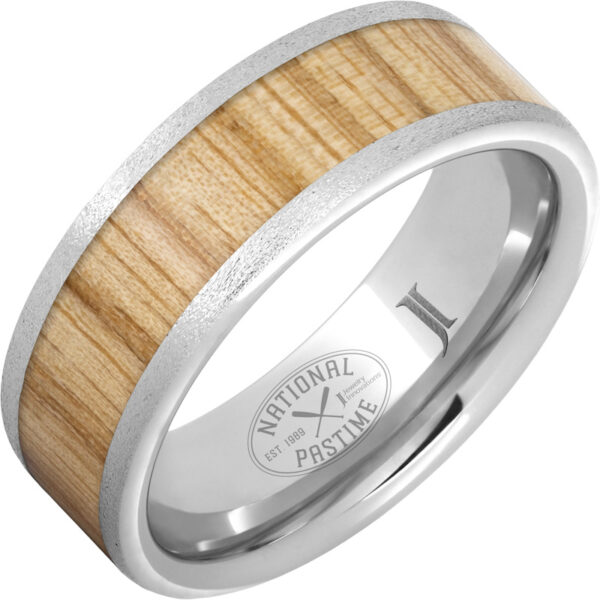 National Pastime Collection™ Serinium® Ring with White Ash Vintage Baseball Bat Wood Inlay and Stone Finish