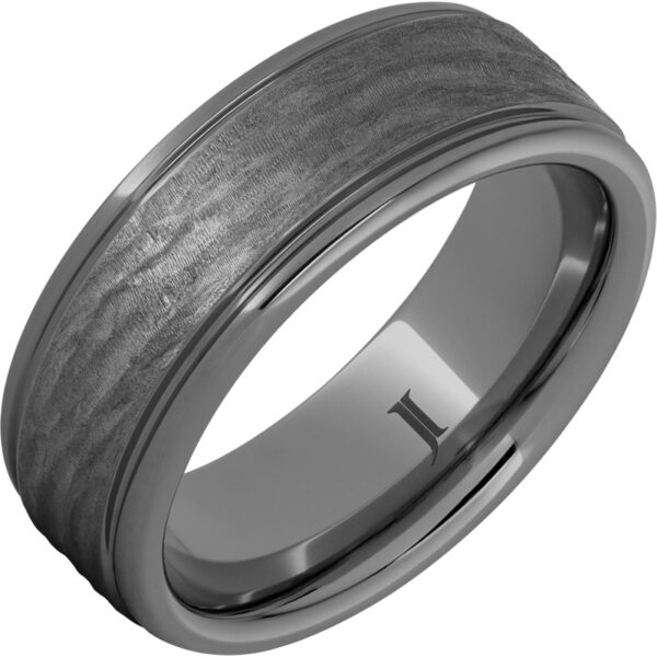 Rugged Tungsten™ Ring with Hard Carved Bark Finish
