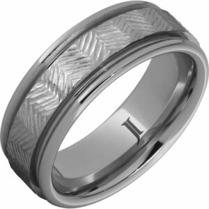 Rugged Tungsten™ Chevron Hand Engraved Ring