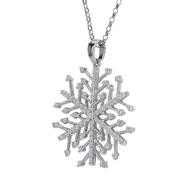 Enchanted Disney Fine Jewelry Diamond Elsa Snowflake Pendant Necklace (1/4  ct. t.w.) in Sterling Silver, 16